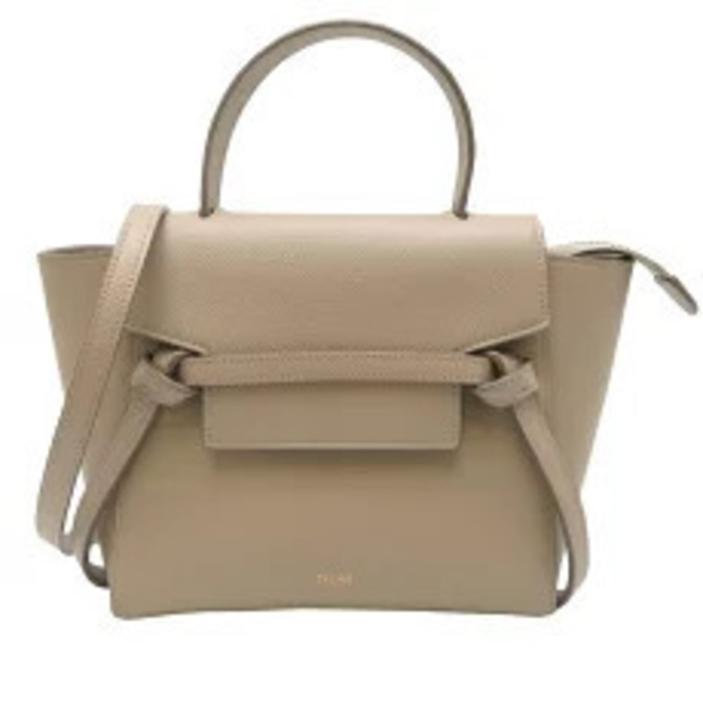 Celine Belt Body Waist Crossbody Bag Handbag Leather Beige
